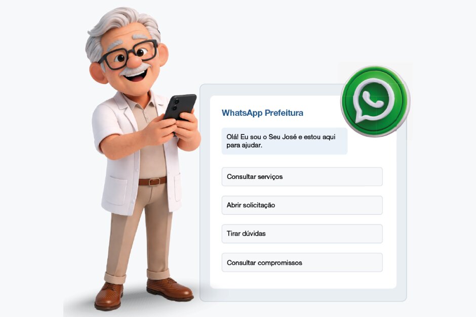 Assistente virtual 'Seu José' é um senhor joseense no estilo animação 3D que atende a população através do Whatsapp 156